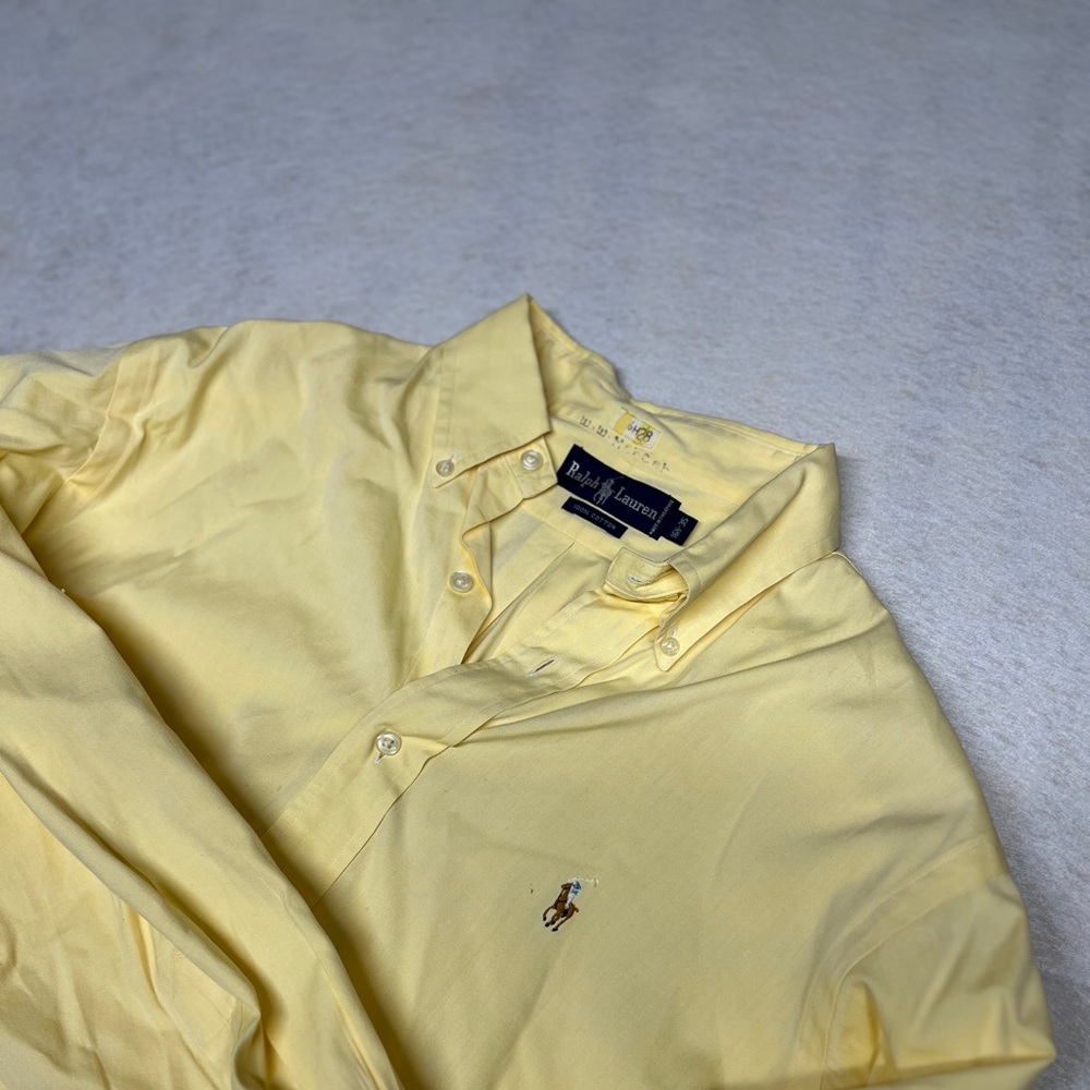 Ralph Lauren Men’s 16.5 35 Solid Yellow Flesh Pony Long Sleeve Button Down Shirt